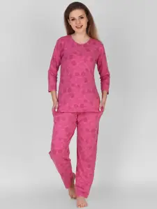 Keepfit Women Pink Printed Night suit