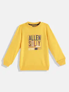 Allen Solly Junior Boys Yellow & Maroon Brand Logo Print Sweatshirt
