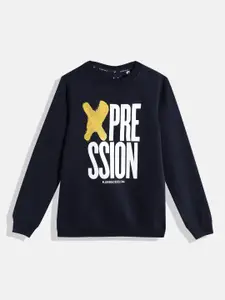 Allen Solly Junior Boys Navy Blue and White Typography Print Sweatshirt