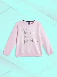 Allen Solly Junior Girls Pink & Silver Printed Sweatshirt