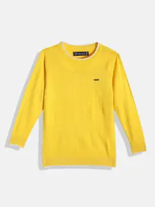 Allen Solly Junior Boys Yellow Chevron Self-Design Pullover