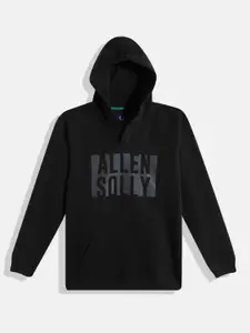 Allen Solly Junior Boys Black Brand Logo Print Hooded Sweatshirt