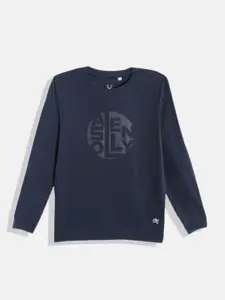 Allen Solly Junior Boys Navy Blue Pure Cotton Brand Logo Print Sweatshirt