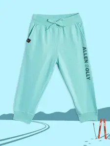 Allen Solly Junior Boys Turquoise Blue Solid Joggers
