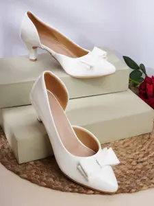 SAPATOS White Block Pumps with Bows