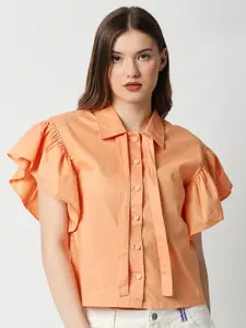 Remanika Women Peach-Coloured Comfort Casual Shirt