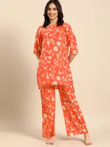 Clt.s Clt s Women Orange & White Printed Night suit