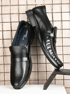 Azzaro Black Men Black Solid Formal Slip-on Shoes