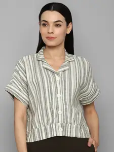 Allen Solly Woman Women Olive Green Striped Casual Shirt
