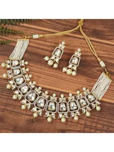 AURAA TRENDS White & Gold-Toned Gold-Plated Necklace