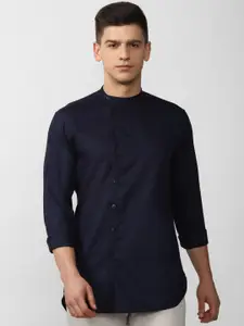V Dot Men Navy Blue Slim Fit Casual Shirt
