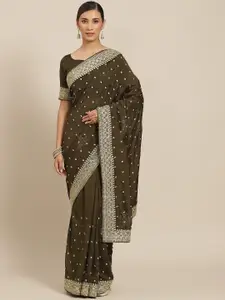 Kalista Green Ethnic Motifs Zari Saree