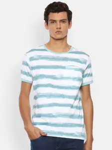 Louis Philippe Jeans Men Multicoloured Striped Slim Fit T-shirt