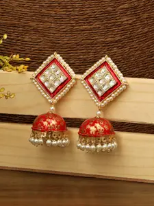 AccessHer Gold-Toned Square Jhumkas Earrings