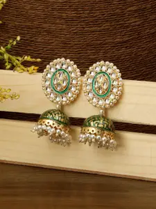 AccessHer Gold-Toned Oval Jhumkas Earrings