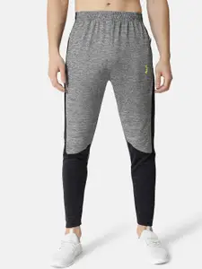 Campus Sutra Men Grey & Black Color-blocked Slim Fit Track Pants