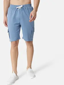 Campus Sutra Men Blue Solid Cargo Shorts
