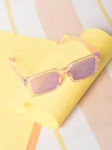 HAUTE SAUCE by  Campus Sutra HAUTE SAUCE by Campus Sutra Women Purple Lens & White Rectangle Sunglasses