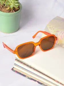 HAUTE SAUCE by  Campus Sutra HAUTE SAUCE by Campus Sutra Women Brown Lens & Orange Wayfarer Sunglasses with UV Protected Lens
