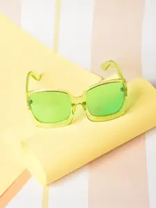 HAUTE SAUCE by  Campus Sutra HAUTE SAUCE by Campus Sutra Women Green Lens & Green Oversized Sunglasses