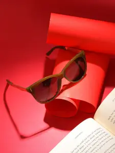 HAUTE SAUCE by  Campus Sutra HAUTE SAUCE by Campus Sutra Women Black Lens & Green Butterfly Sunglasses with UV Protected Lens