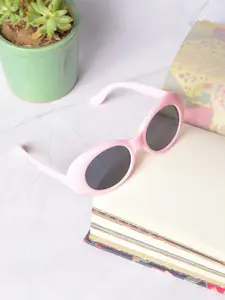 HAUTE SAUCE by  Campus Sutra HAUTE SAUCE by Campus Sutra Women Black Lens & Pink Oval Sunglasses with Polarised Lens