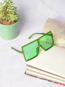 HAUTE SAUCE by  Campus Sutra HAUTE SAUCE by Campus Sutra Women Green Lens & Green Oversized Sunglasses with Polarised Lens