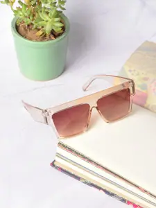 HAUTE SAUCE by  Campus Sutra HAUTE SAUCE by Campus Sutra Women Brown Lens & Pink Oversized Sunglasses with UV Protected Lens