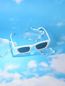 HAUTE SAUCE by  Campus Sutra HAUTE SAUCE by Campus Sutra Women Black Lens & White Cateye Sunglasses with UV Protected Lens