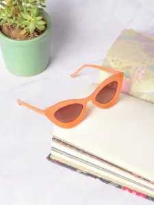 HAUTE SAUCE by  Campus Sutra HAUTE SAUCE by Campus Sutra Women Brown Lens & Orange Cateye Sunglasses with Polarised and UV Protected Lens