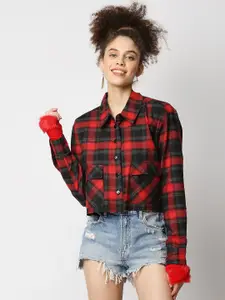 Remanika Women Brown Comfort Tartan Checks Checked Casual Shirt