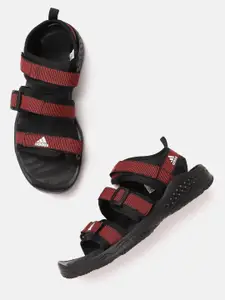 ADIDAS Men Black & Red Striped Traso Sports Sandals