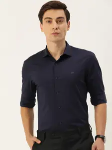 Peter England Men Navy Blue Solid Tailored Fit Formal Shirt