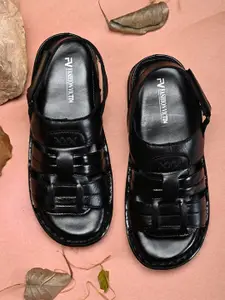 Fashion Victim Men Black Leather Comfort Sandals