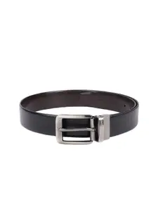 Peter England Men Black & Brown Textured Reversible Leather Belt