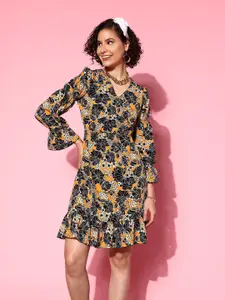 plusS Women Bright Orange Floral Vacay Attire