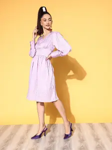 plusS Women Lavender Abstract Retro Optimism Dress