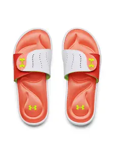 UNDER ARMOUR Women White & Coral Ignite Sliders