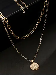Yellow Chimes Gold-Plated Multilayered Pendant With Chain