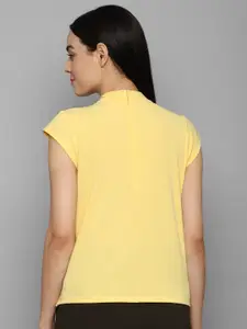 Allen Solly Woman Yellow Cap Sleeve High Neck Top