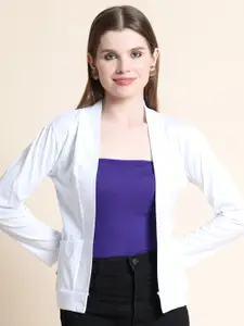 TEEMOODS Women White Monochrome Shrug