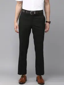 Park Avenue Men Black Solid Smart Slim Tapered Fit Low-Rise Formal Trousers