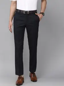 Park Avenue Men Navy Blue Smart Slim Tapered Fit Low-Rise Formal Trousers