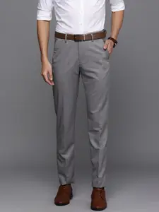 Louis Philippe Men Grey Slim Fit Formal Trousers