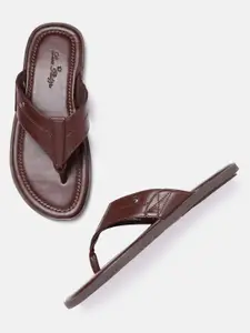 Louis Philippe Men Coffee Brown Solid Leather Comfort Sandals