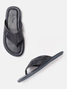 Louis Philippe Men Navy Blue Cut-Out Detail Comfort Sandals