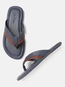 Louis Philippe Men Navy Blue & Brown Colourblocked Comfort Sandals