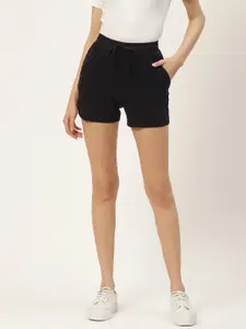 BRINNS Women Navy Blue Solid Cotton Shorts