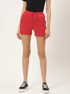 BRINNS Women Red Solid Cotton Shorts