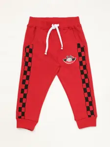 R&B Boys Red Solid Cotton Joggers